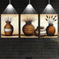 3pcs Elegant Plant Vase Classic Floral & Foliage Design Metal Print Ready to Hang Art