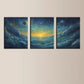 3pcs Vibrant Blue, Green, Orange & Yellow Design Metal Print Ready to Hang Art
