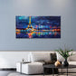 Paris Eiffel Tower Night Wall Art Canvas Office Home Room Framed 120x60cm
