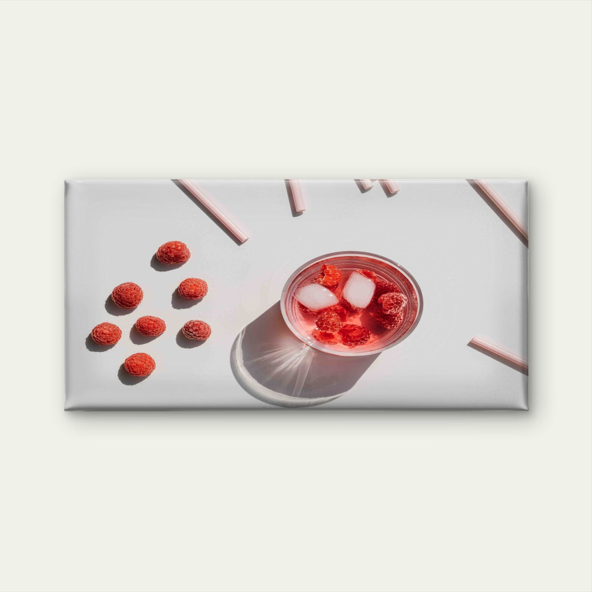 Refreshing Raspberry Drink Wall Art Canvas Office Home Room Framed 80x45cm