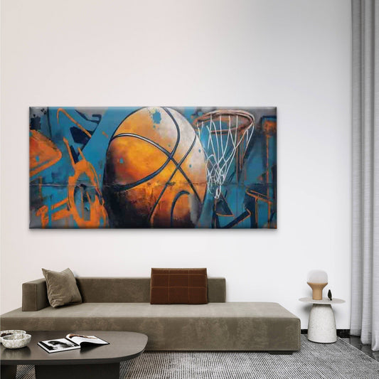 Urban Street Basketball Graffit Wall Art Canvas Office Home Room Framed 80x45cm