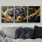 3pcs Black Animal gold marble Metal Print Ready to Hang Art