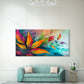 Vibrant Abstract Leaf Artwork Wall Art Canvas Office Home Room Framed 80x45cm