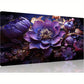 Abstract Purple Flower Deep Violet & Golden Accents Wall Art canvas office home room framed 120x60cm