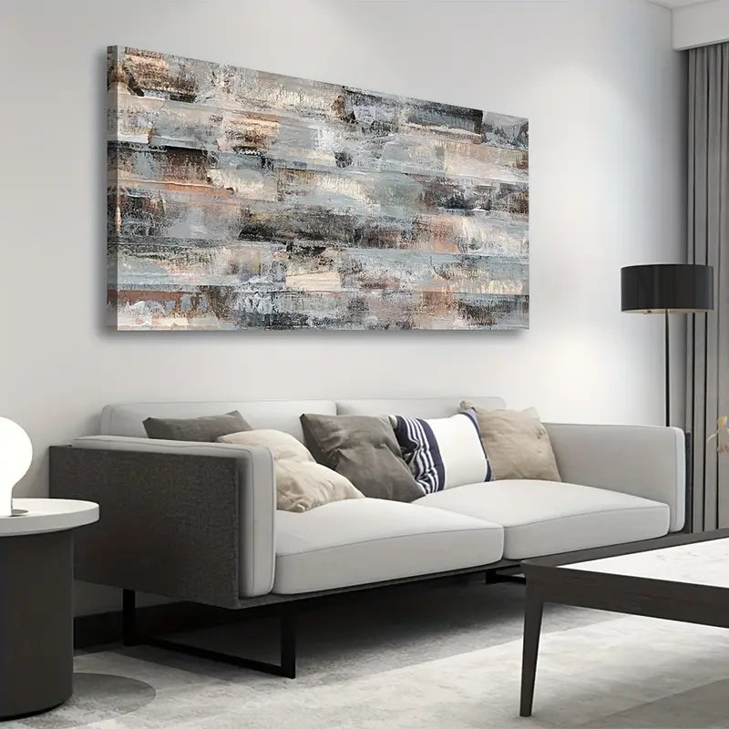 Gray Abstract Grey Brown Wall Art canvas office home room framed 120x60cm