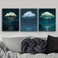 3pcs Featuring a Solitary Cloud with Rain Metal Print Ready to Hang Art