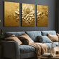 3pcs Retro Style Golden Light Luxury Flower Art  Wall Art Set Canvas Framed 40x60cm - High Quality Print 100% Australian Made Wall Canvas Ready to Hang