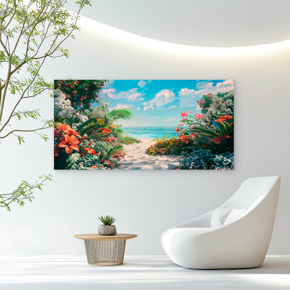 Gateway To Paradise Beach Wall Art Canvas Office Home Room Framed 120x60cm