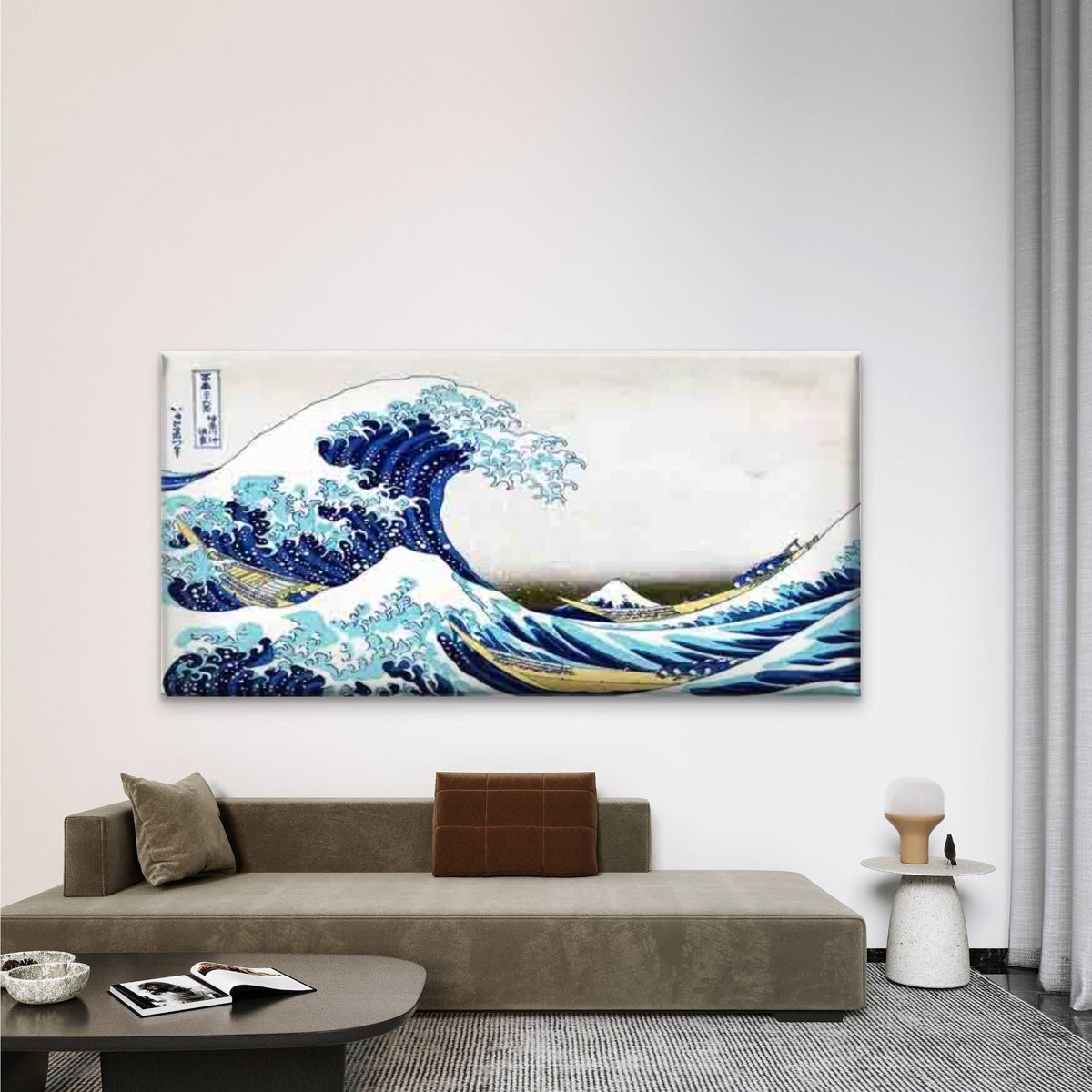 Ocean Wave And Boats Wall Art Canvas Office Home Room Framed 80x45cm