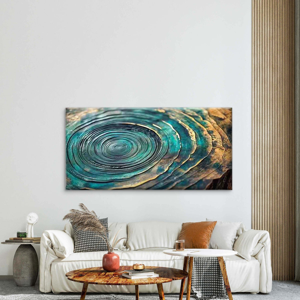 Golden Circular Textures Wall Art Canvas Office Home Room Framed 120x60cm