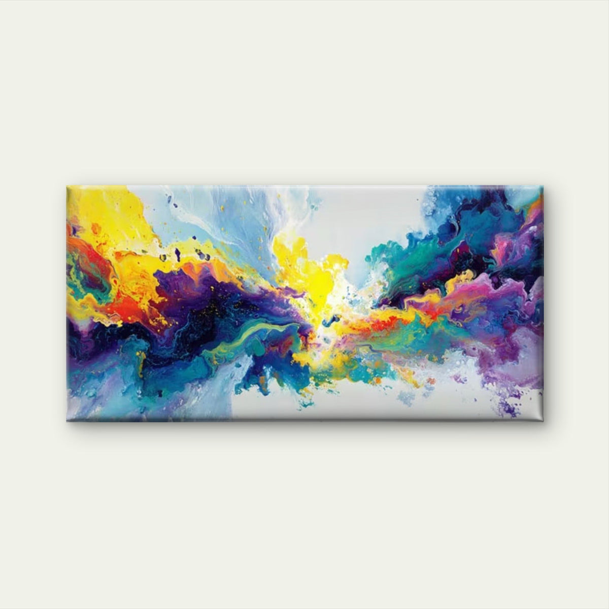 Vibrant Color Explosion Wall Art Canvas Office Home Room Framed 80x45cm