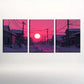3pcs Snow-Covered Arctic Town Painting Classic Design Metal Print Ready to Hang Art