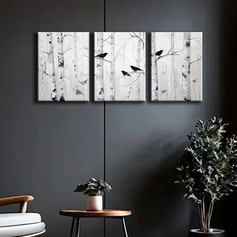 3pcs Silvery Birch Metal Print Ready to Hang Art