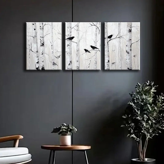 3pcs Silvery Birch Metal Print Ready to Hang Art
