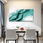 Teal Gold Fluid Waves Wall Art Canvas Office Home Room Framed 80x45cm
