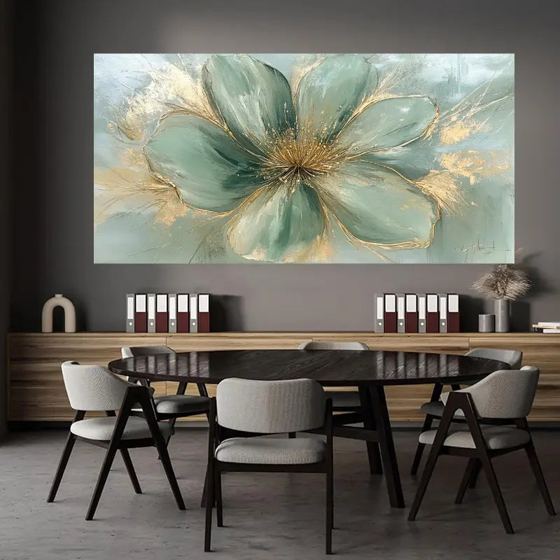 Light Blue & White Flowers Wall Art wall canvas office home room framed 120x60cm