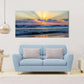 Beach Ocean Sunset Blue Waves Vibrant Orange & Yellow Hues Wall Art canvas office home room framed 120x60cm