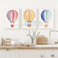 3pcs Hot Air Balloon Watercolor Classic Design Metal Print Ready to Hang Art