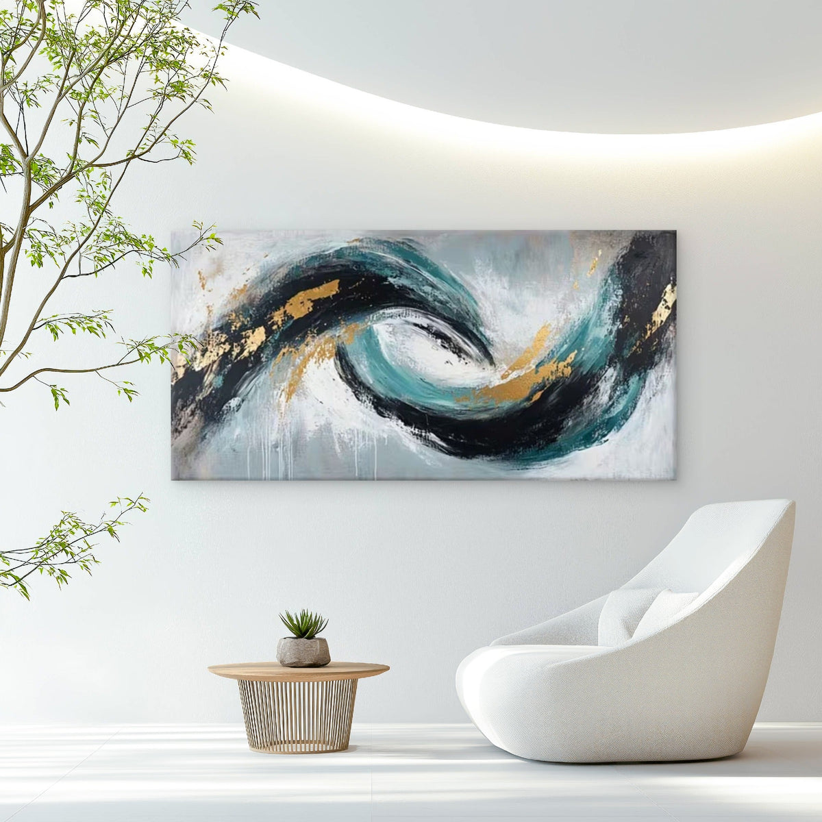 Dynamic Wave Decor Wall Art Canvas Office Home Room Framed 80x45cm