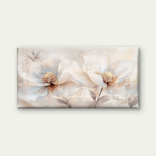 Abstract Cream Beige Blossom Flora Wall Art Canvas Office Home Framed 80x45cm