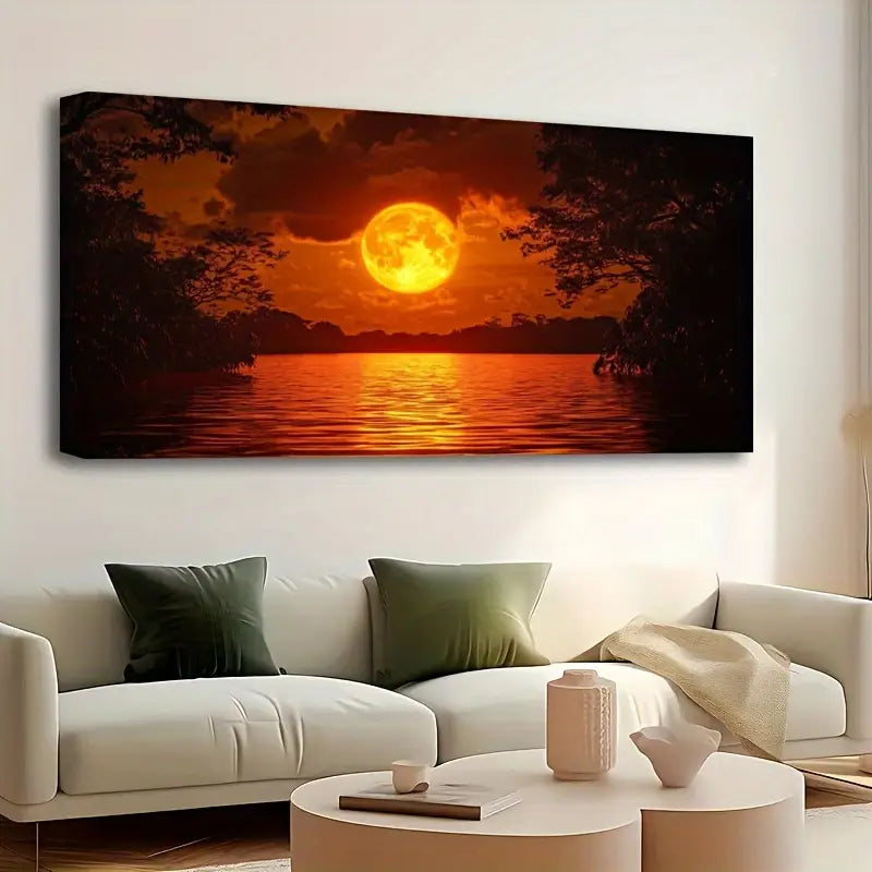 Golden Sunset on Red Sea Wall Art wall canvas office home room framed 120x60cm