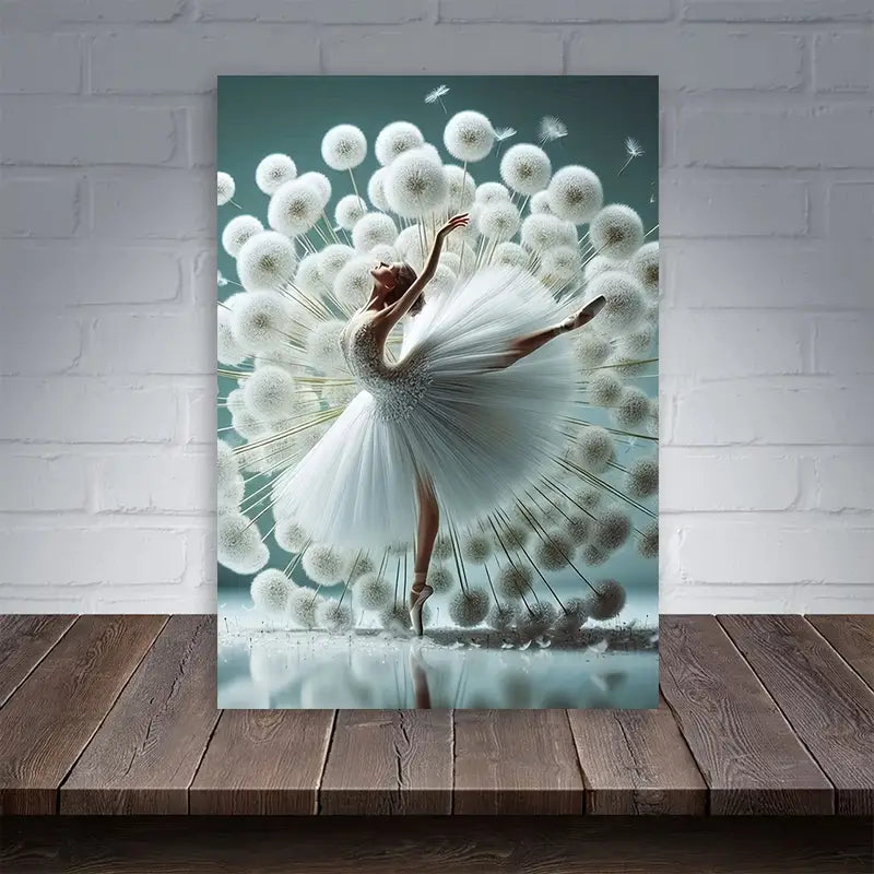 Elegant Ballet Dancer and Dandelion Print 100% Australian Made 40x60cm Stretched Canvas Ready to Hang