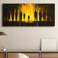 3pcs Black and Yellow Silhouettes Metal Print Ready to Hang Art