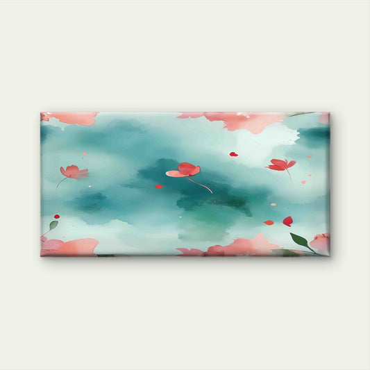 Pastel Floral Spring Abstract Wall Art Canvas Office Home Room Framed 80x45cm