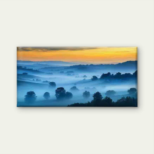 Vintage Landscape with Mist Wall Art Canvas Office Home Room Framed 80x45cm