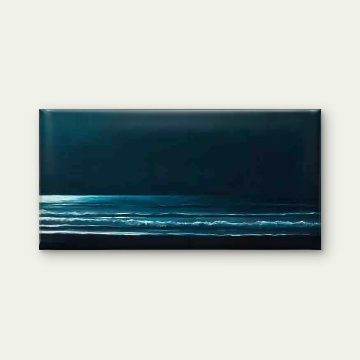 Ocean Night Glow Wall Art Canvas Office Home Room Framed 80x45cm