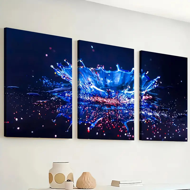 3pcs Modern Style Fashion Fantasy Abstract Water Art Splash Wall Art Set Canvas Framed 40x60cm - High Quality Print 100% Australian Made Wall Canvas Ready to Hang