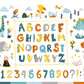 Alphabet with Numbers & Animals Print 100% Australian Made Stretched Canvas Ready to Hang - NK-120