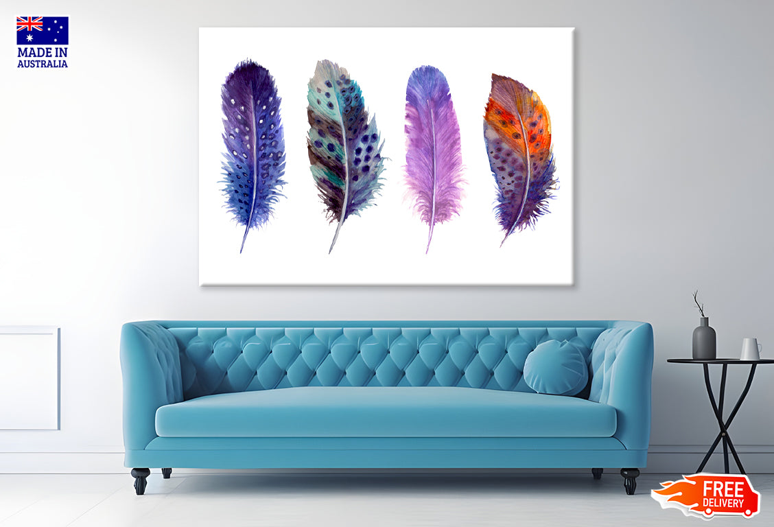 Colorful Feathers Abstract Painting Print 100% Australian Made Stretched Canvas Ready to Hang - BO-120