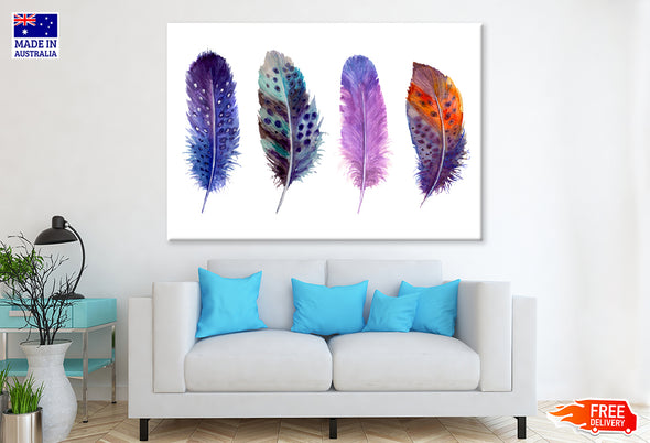 Colorful Feathers Abstract Painting Print 100% Australian Made Stretched Canvas Ready to Hang - BO-120