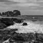 Bamboo island Rocky Seascape B&W Print 100% Australian Made Stretched Canvas Ready to Hang - BW-120