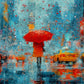 Venice Rainy Red Umbrella Wall Art Canvas Office Home Room Framed 120x60cm