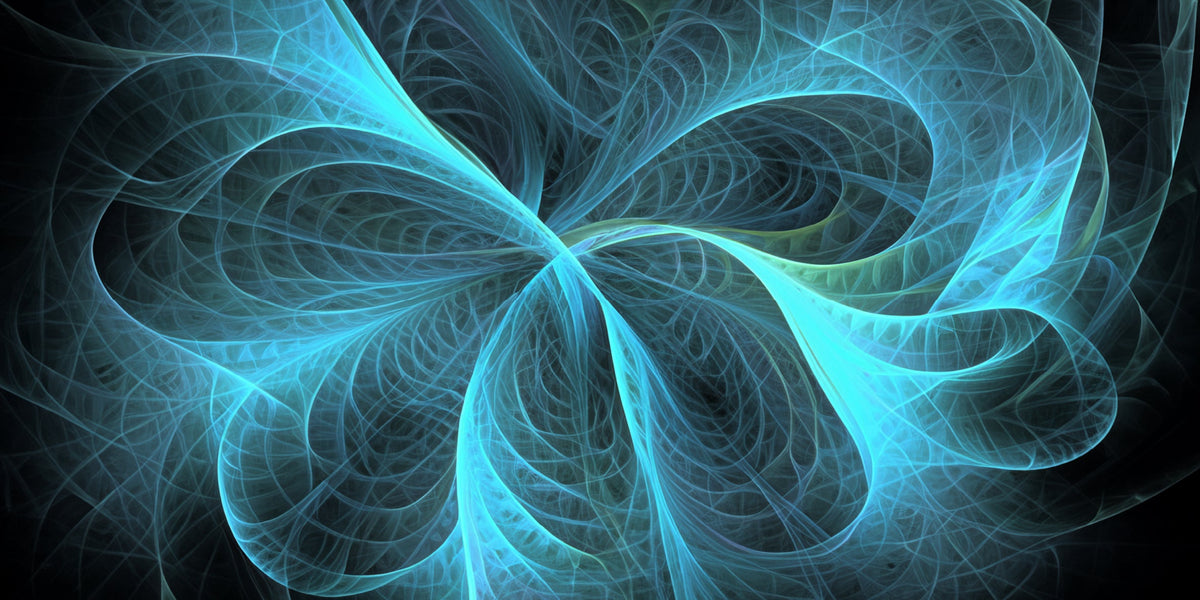 Blue Fractal Energy Wave Wall Art Canvas Office Home Room Framed 120x60cm