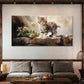 Fluffy Tabby Kitten Stone Wall Art Canvas Office Home Room Framed 120x60cm