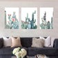 3pcs Green Plant Cactus Neutral Design Metal Print Ready to Hang Art