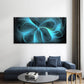 Blue Fractal Energy Wave Wall Art Canvas Office Home Room Framed 120x60cm