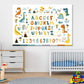 Alphabet with Numbers & Animals Print 100% Australian Made Stretched Canvas Ready to Hang - NK-120