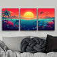 3pcs Sunset Over the Ocean Metal Print Ready to Hang Art