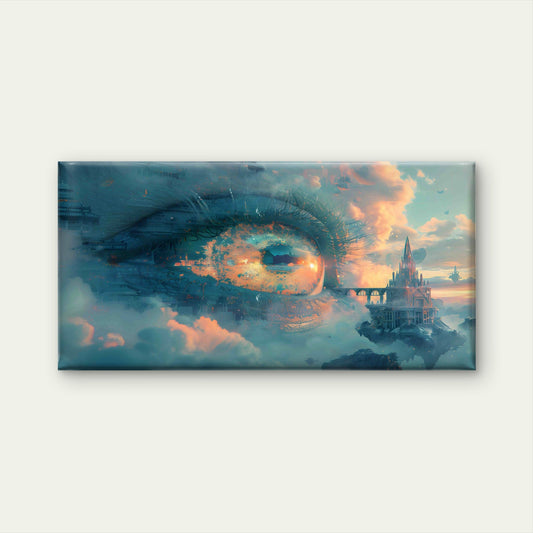 Fantasy Landscape Within An Eye Wall Art Canvas Office Home Room Framed 80x45cm