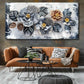 Abstract Elegant Flower Black & Golden Wall Art canvas office home room framed 120x60cm