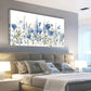Elegant Blue Floral Rustic Wall Art canvas office home room framed 120x60cm