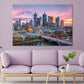 Melbourne city skyline at twilight Print 100% Australian Made Stretched Canvas Ready to Hang - AU-121