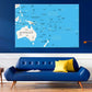 Oceania Political Map Print 100% Australian Made Stretched Canvas Ready to Hang - MP-121