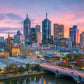 Melbourne city skyline at twilight Print 100% Australian Made Stretched Canvas Ready to Hang - AU-121