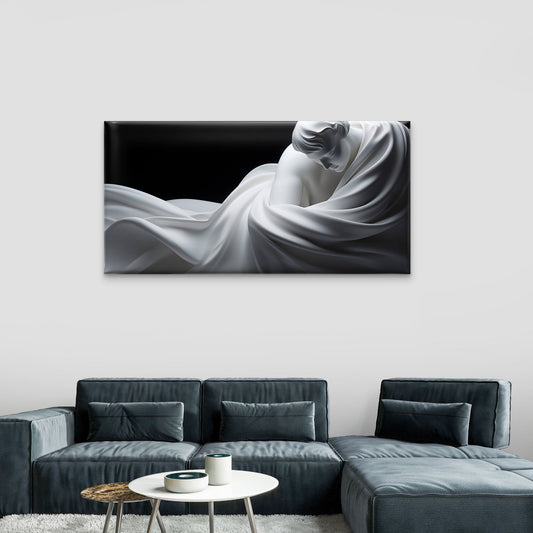 White Marble Statue Greek Figure Wall Art Canvas Office Home Framed 80x45cm