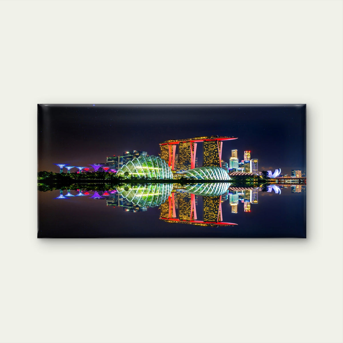 Cityscape Night Singapore Wall Art Canvas Office Home Room Framed 80x45cm